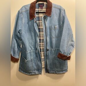 Denim & Co Vintage Barn Jacket Women Coat Flannel Lined 90s